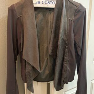 Elegant Brown Women's Draped Blazer
